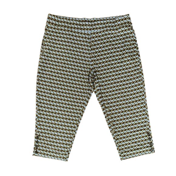 Susan Graver Pants - Wide-Leg Houndstooth Knit Pants - Brown/Cream